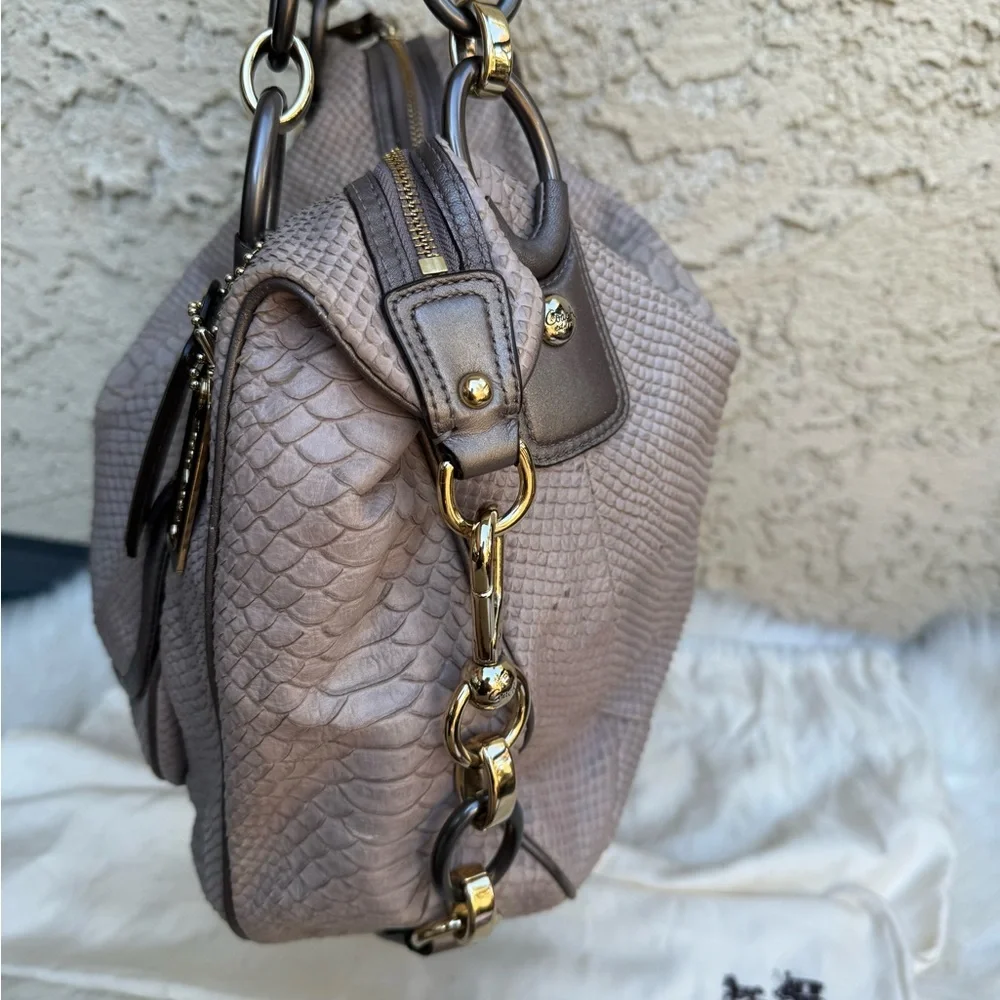 Coach python leather satchel crossbody w/ dust bag - Picture 10 of 16
